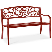 Steel Bench for Outdoor, Patio, Garden w/ Floral Design - 50in