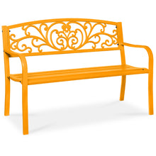 Steel Bench for Outdoor, Patio, Garden w/ Floral Design - 50in - product view 8