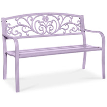 Steel Bench for Outdoor, Patio, Garden w/ Floral Design - 50in