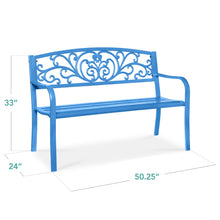 Steel Bench for Outdoor, Patio, Garden w/ Floral Design - 50in - product view 2