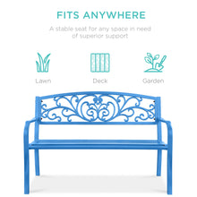Steel Bench for Outdoor, Patio, Garden w/ Floral Design - 50in - product view 3