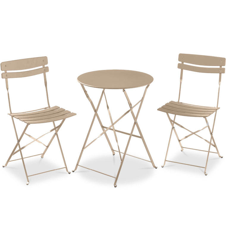 3-Piece Small Folding Patio Bistro Set w/ 2 Chairs - product view 1