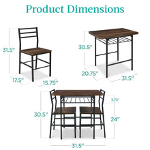 3-Piece Modern Square Dining Set w/ Storage Rack - product view 2