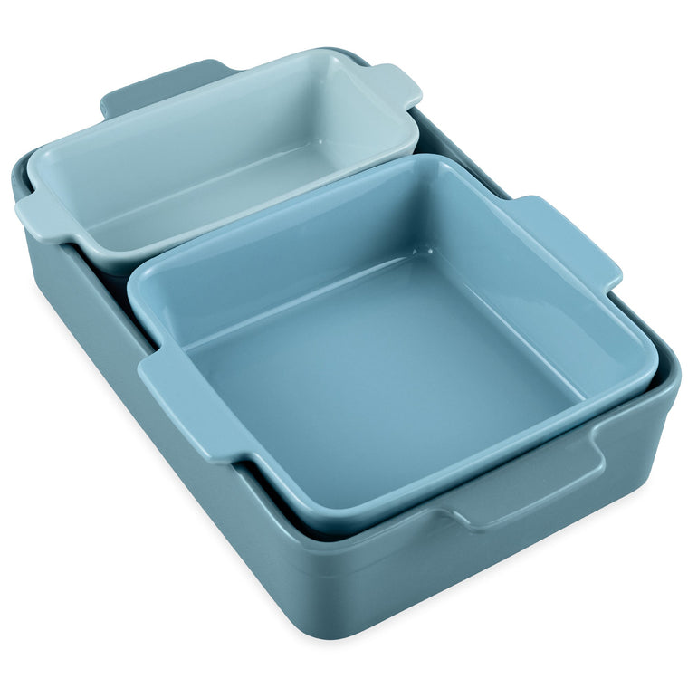 3-Piece Ceramic Casserole Dish Set W/Handles, Non-Stick for Baking & Serving - product view 1
