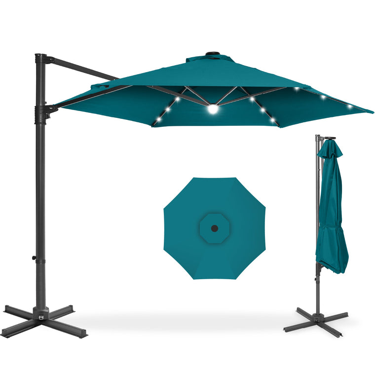 360 LED Rotating Cantilever Offset Patio Umbrella - 10ft - product view 1