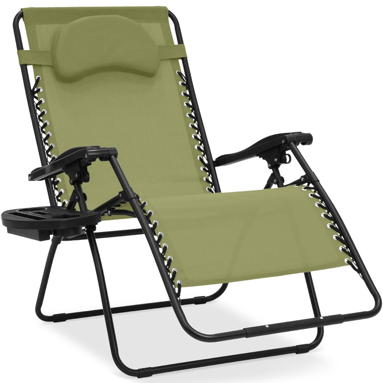 Oversized Reclining Zero Gravity Chair Lounger w/ Cup Holder, Pillow - product view 1