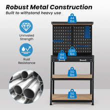 Workbench with Pegboard, 32" x 16" Multi-use Workbench with 2 Tires of Shelves, Topping Space - product view 6