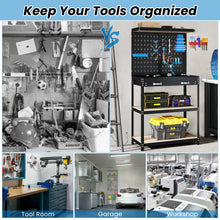 Workbench with Pegboard, 32" x 16" Multi-use Workbench with 2 Tires of Shelves, Topping Space - product view 7