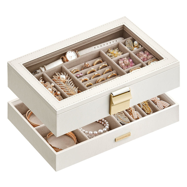 Stackable Jewelry Trays with Glass Lid - product view 1