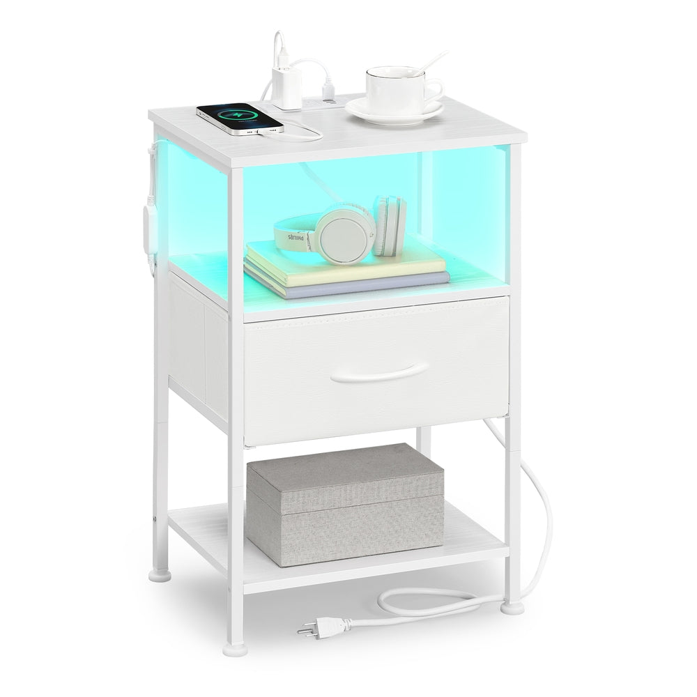 Smart bedside table with charging station and app controlled led lights - product view 1