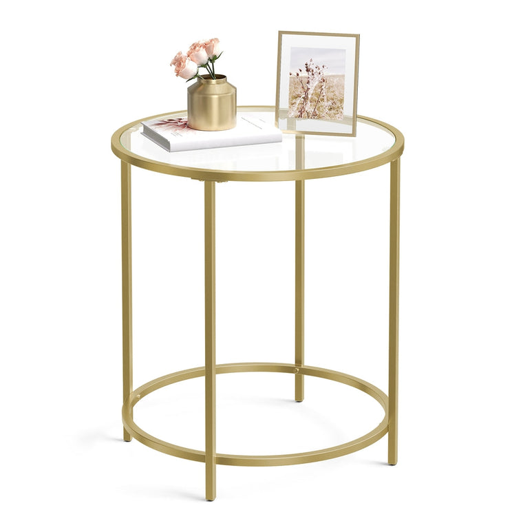 Baris Collection - Glass End Table with Metal Frame - product view 1