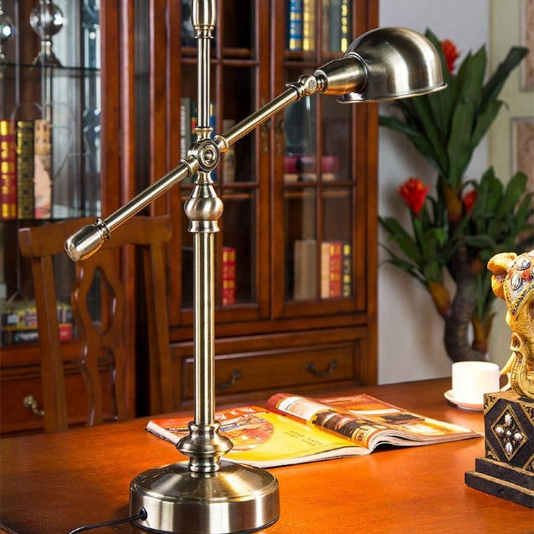 Vintage Metallic Dome Adjustable Desk Lamp with Flexible Arm for Study and Home Office - product view 1