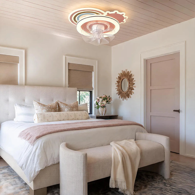Beautiful Ceiling Fans with Lights Pink and White LED Dimmable Lamp - product view 1