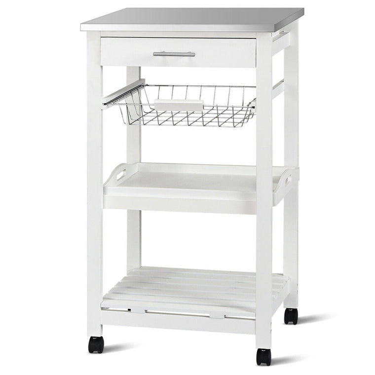 Kitchen Island Cart Rolling Kitchen Trolley with Stainless Steel Tabletop - product view 1
