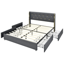 Queen/Full Size Upholstered Bed Frame with 4 Drawers