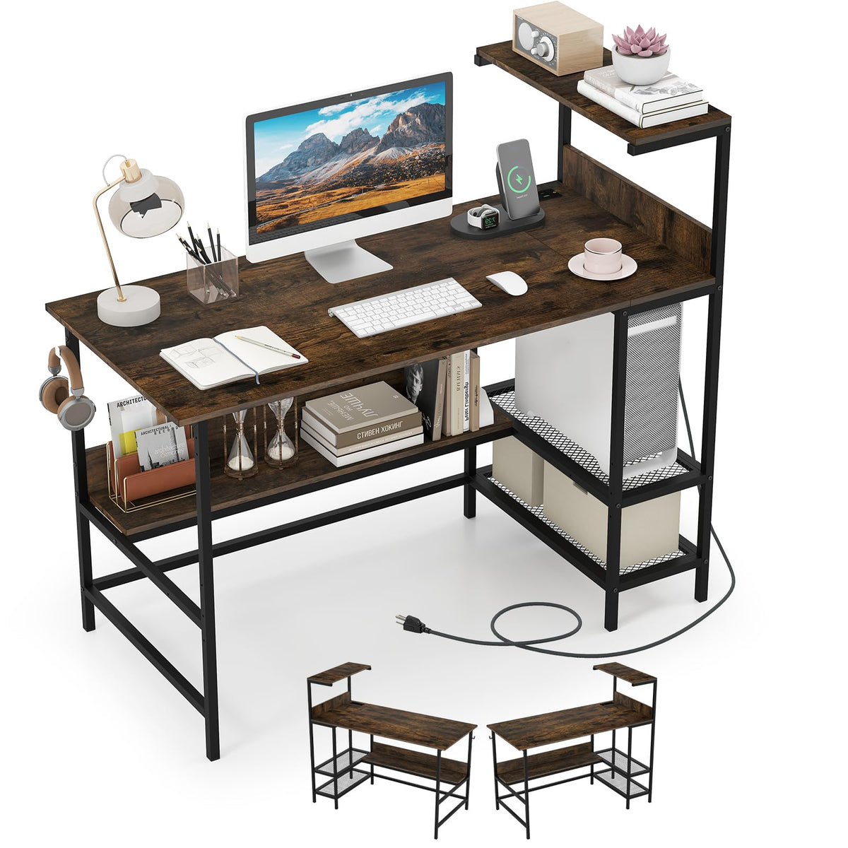 48" Computer Desk with Charging Station - product view 1