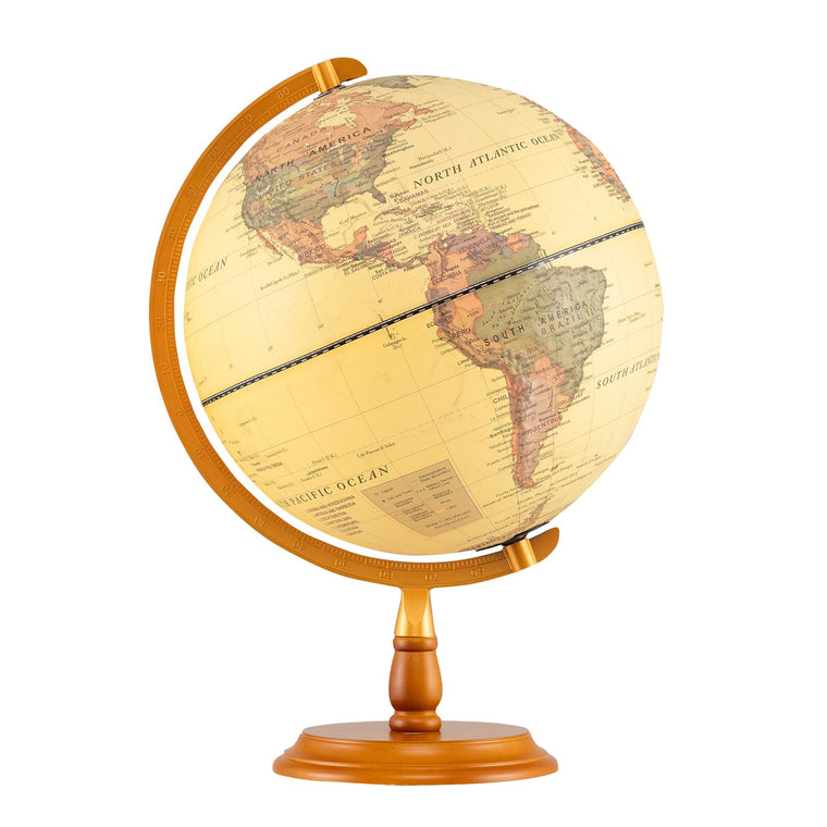 12 Inch Antique Light up Rotating Globe Night Lamp with Wooden Stand - product view 1