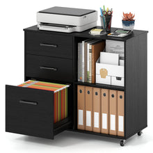 3-Drawer Mobile File Cabinet with Open Storage Shelves - product view 1