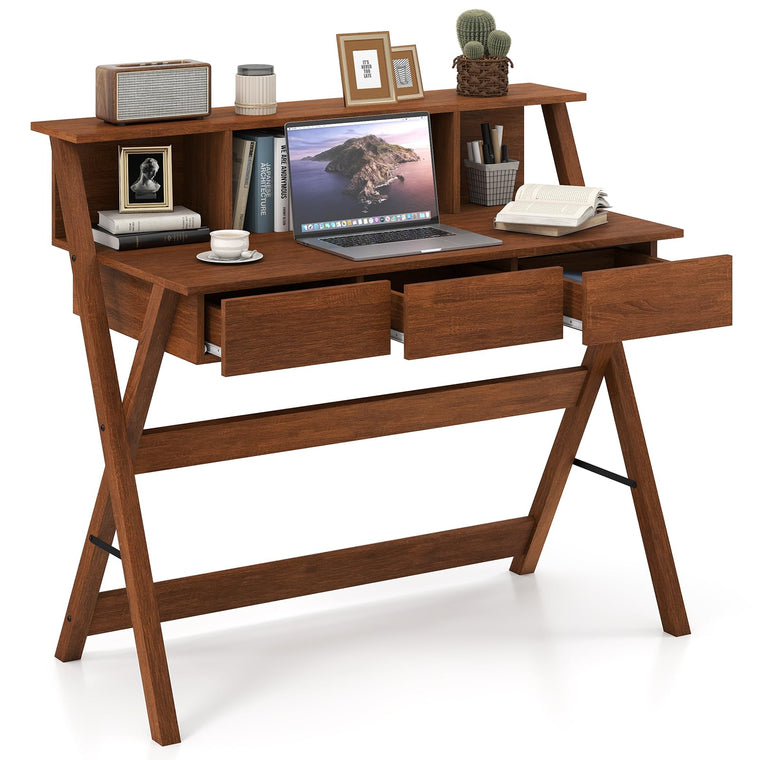 Mid Century Modern Desk with 3 Drawers - product view 1