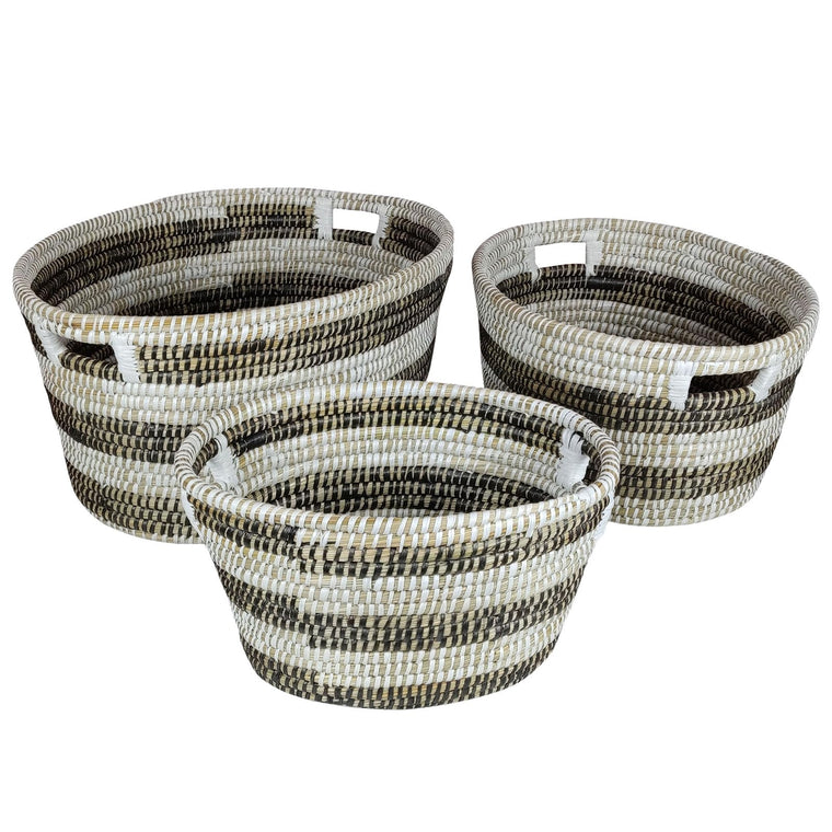 Woven Laundry Basket 24"/20"/16"- Set of 3 Stackable Storage Baskets with Handles - product view 1