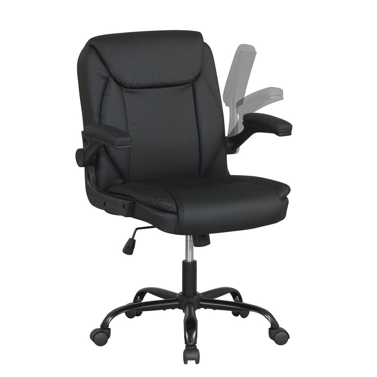Leather Office Chair | Ergonomic Computer Desk Chair with Flip-up Arms - product view 1