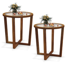 Glass Round End Table, Sofa Side Table with Transparent Tempered Glass Top