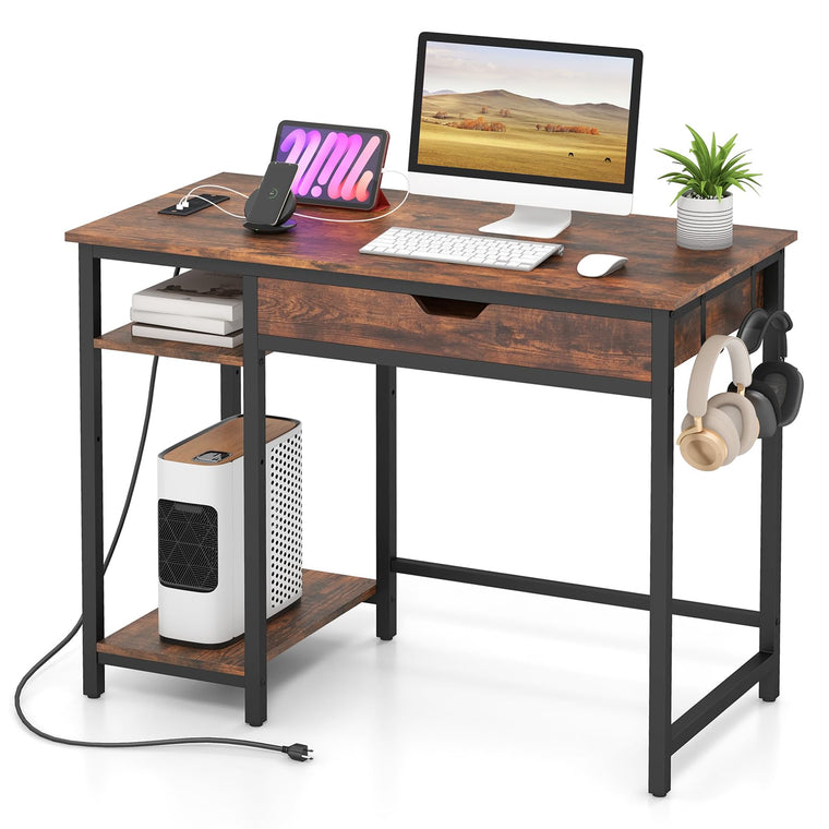 Computer Desk with Drawers and Power Outlets - product view 1