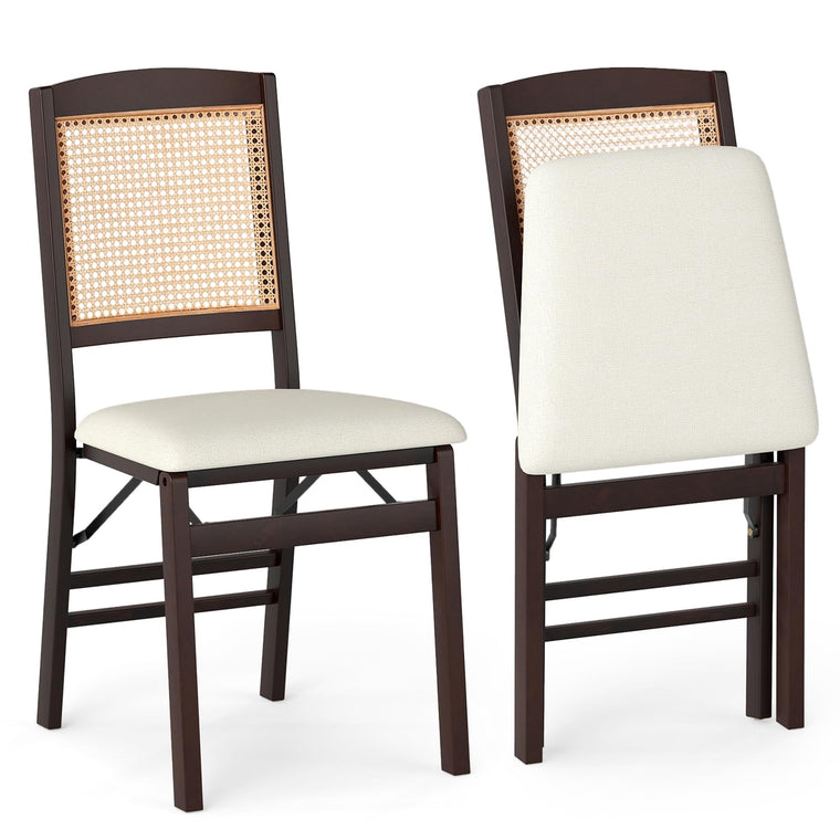 Folding Dining Chairs Set of 2/4 Rubber Wood Chairs with Linen Padded Seat - product view 1