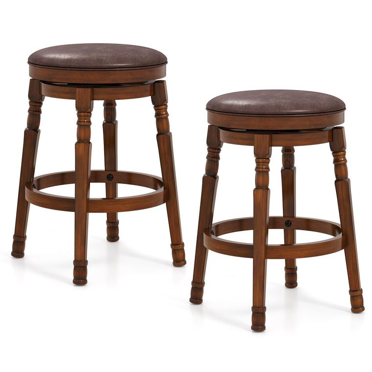 Swivel Bar Stools Set with Faux Leather Padded Seat - product view 1