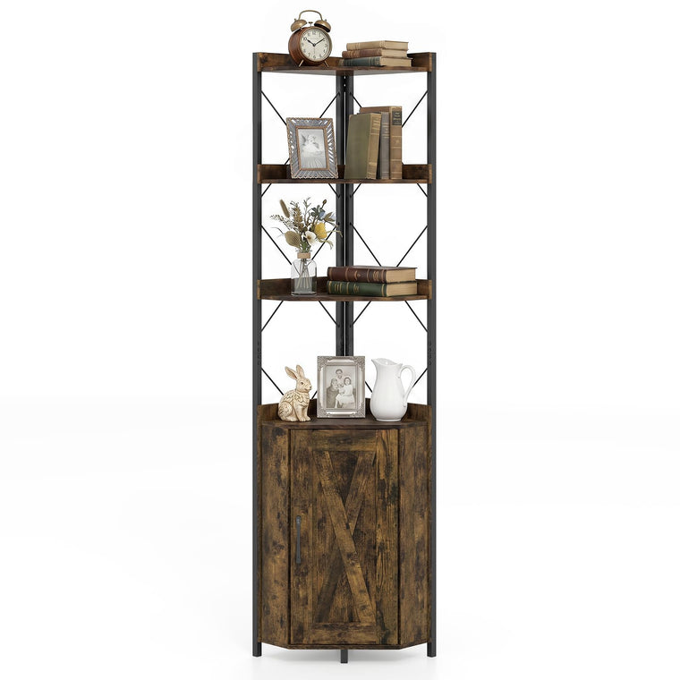 6-Tier Corner Shelf with Cabinet - 71" Tall Free Standing Storage Shelves Rack Plant Stand - product view 1
