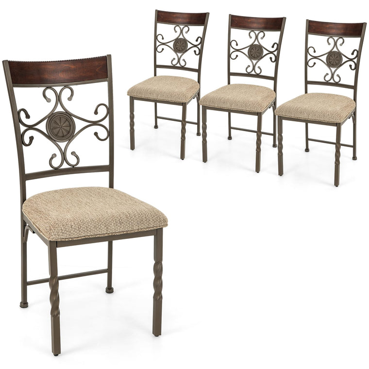 Upholstered Dining Chair Set, Vintage Metal Dining Chairs with Soft Padded Seat Cushion - product view 1