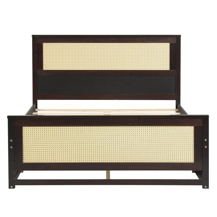Full/Twin Size Rattan Bed Frame with 2 Storage Drawers - product view 1