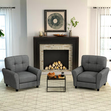 Modern Mid-Century Accent Chair - Linen Living Room Chair with Tufted Back, Grey - product view 2