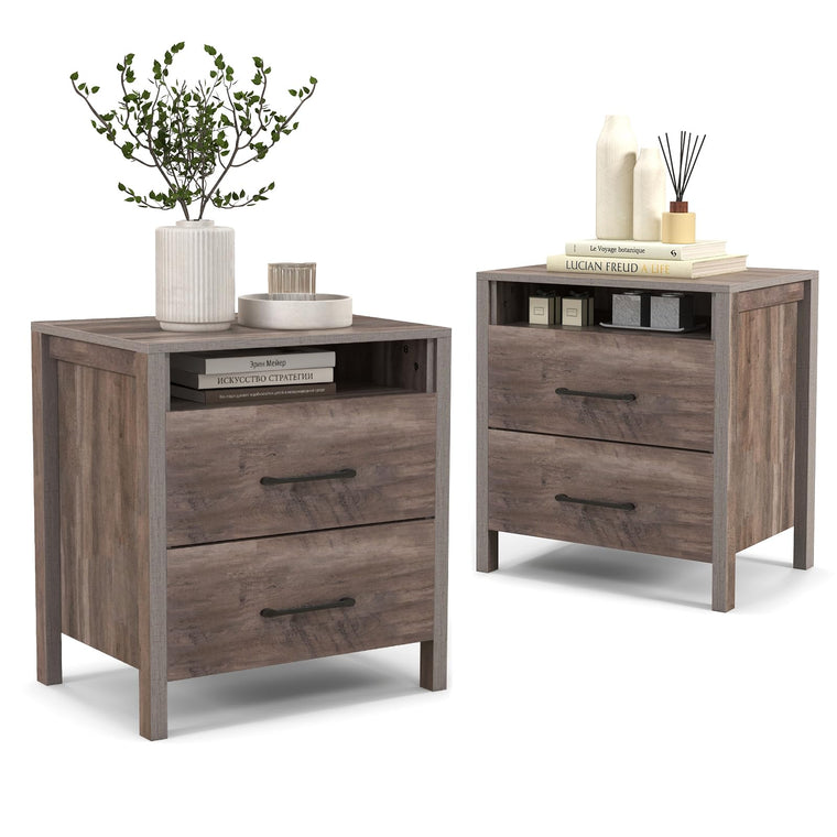Farmhouse Nightstand, Rustic Wood Bedside Table - product view 1