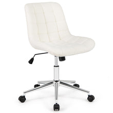 Armless Office Chair, Modern Faux Fur White Vanity Chair with Wheels & Adjustable Height - product view 1