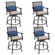 Outdoor Bar Stools, Metal Patio Bar Chairs with Cushion & Lumbar Pillow