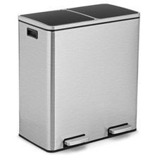 Dual Trash Can, 60 Liter (2x30L)/ 16 Gallon Stainless Steel Step Trash Can - product view 1