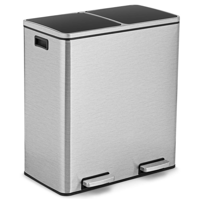 Dual Trash Can, 60 Liter (2x30L)/ 16 Gallon Stainless Steel Step Trash Can - product view 1