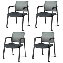 Waiting Room Chair Set, Rolling Office Desk Chairs with PU Wheels (2 / 4 / 6 / 8 / 10 / 12 Pack Options)
