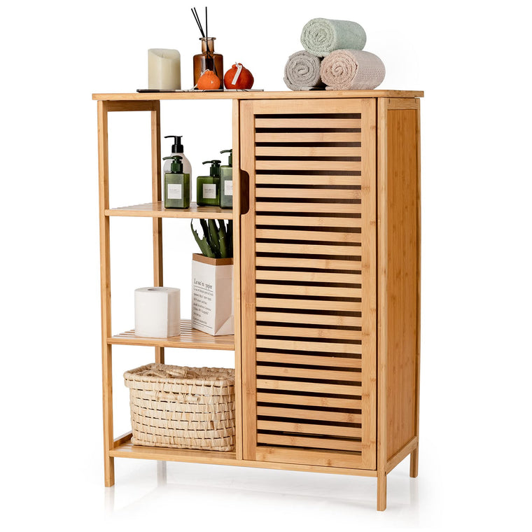 Bathroom Storage Cabinet Bamboo Floor Cabinet Free Standing Organizer - product view 1