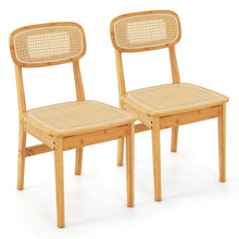 Rattan Dining Chairs Set of 2, Boho Cane Kitchen Chairs, Max Load 300 Lbs - product view 1