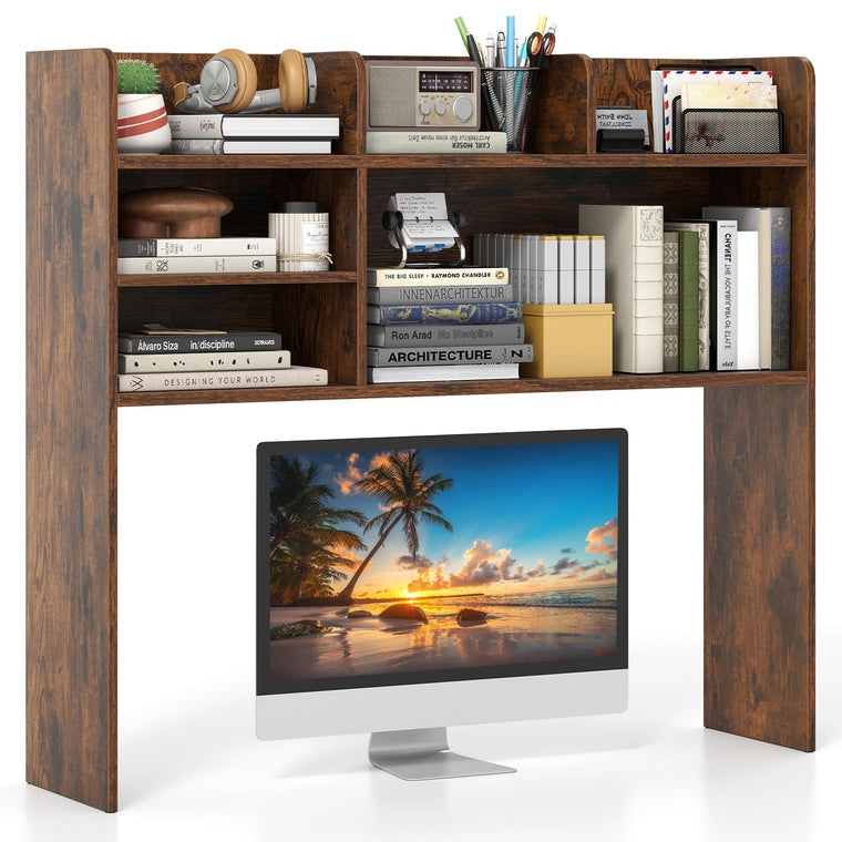 Desktop Bookshelf, 37" Desk Hutch Dorm for Computer Up to 32 Inch - product view 1