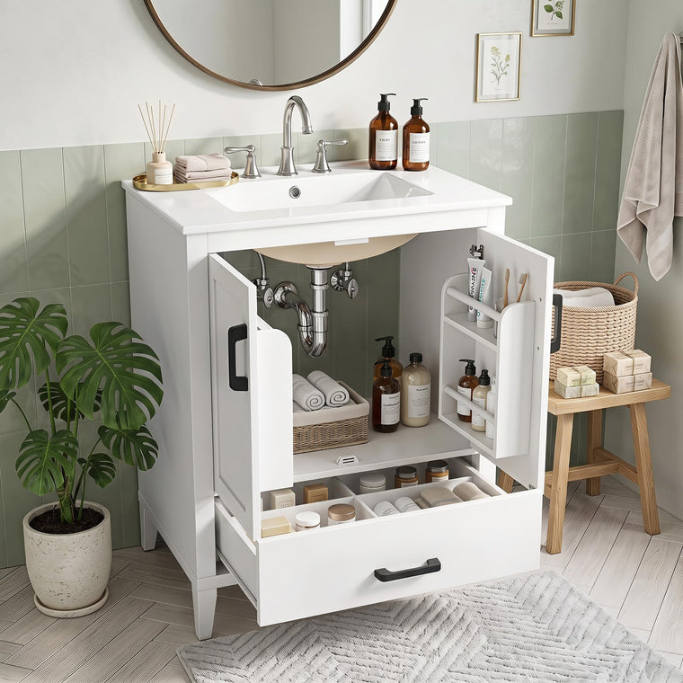 24.5" Bathroom Vanity with Ceramic Sink Combo - product view 1