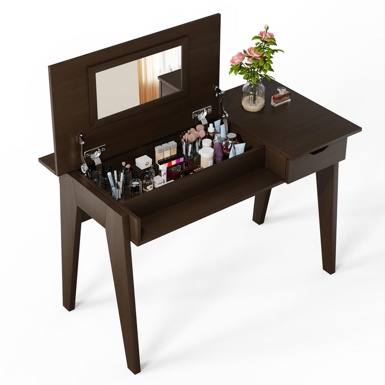 CHARMAID Vanity Table with Flip Top Mirror, 48'' Home Office Computer Desk - product view 1