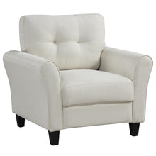 Modern Mid-Century Accent Chair - Linen Living Room Chair with Tufted Back, Grey
