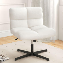 Cross Legged Office Chair, Faux Fur Armless Desk Chair with Wide Seat - product view 1