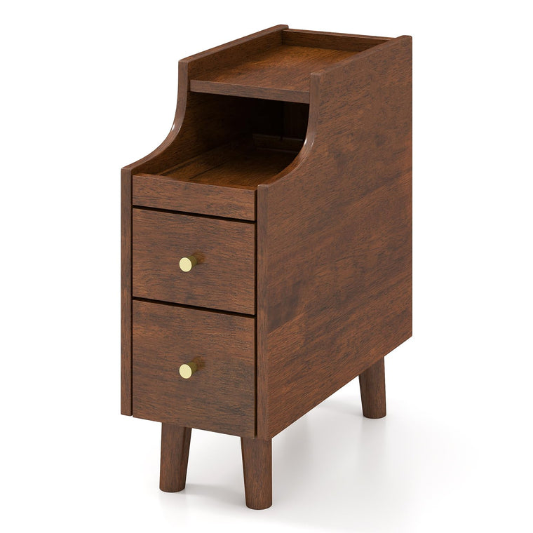 Narrow Nightstand with 2 Drawers for Small Spaces (1/2) - product view 1