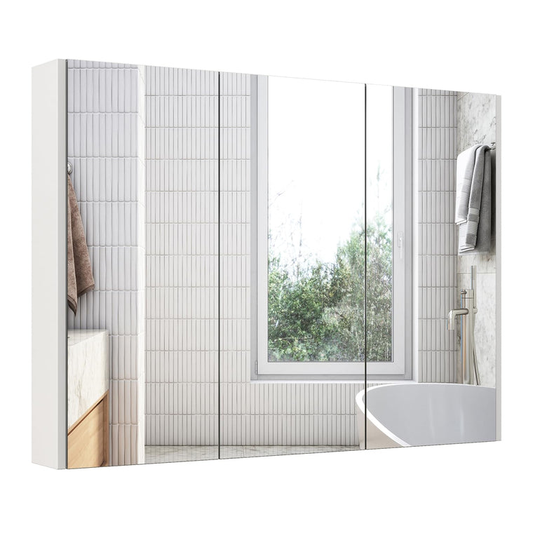 Bathroom Medicine Cabinet with Mirror - Extra Large Wall Mounted Cabinet with 3 Frameless Mirrored Doors - product view 1
