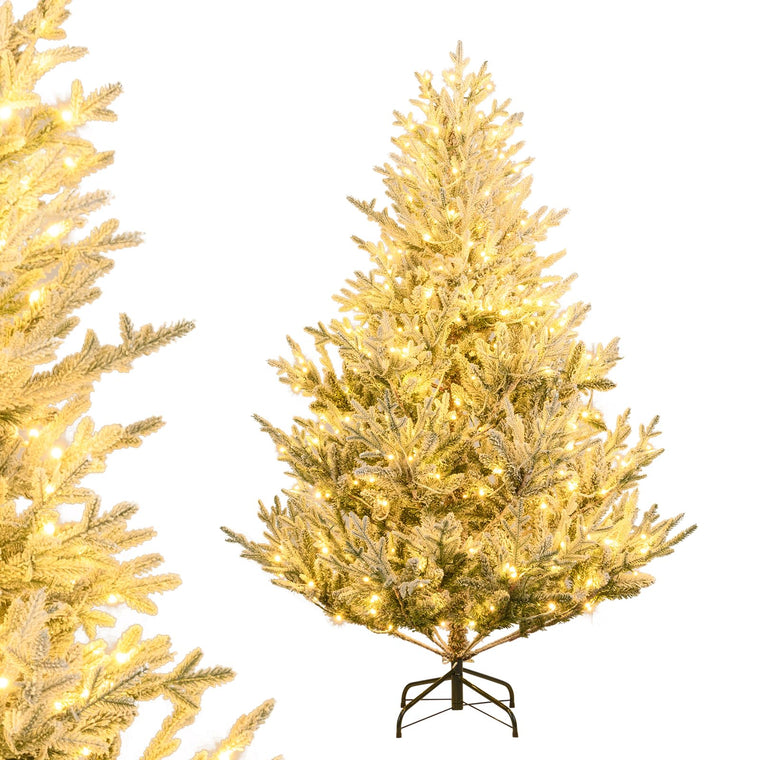 6FT / 7FT / 8FT Pre-Lit Snow Flocked Christmas Tree | Holiday Home Office Decoration - product view 1