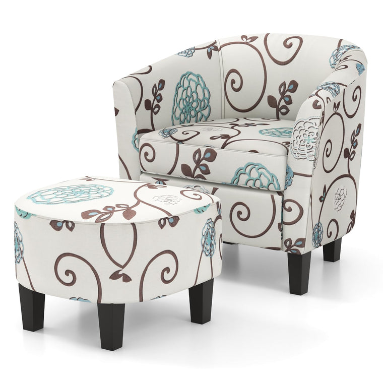 Small Accent Chair with Ottoman Set - product view 1